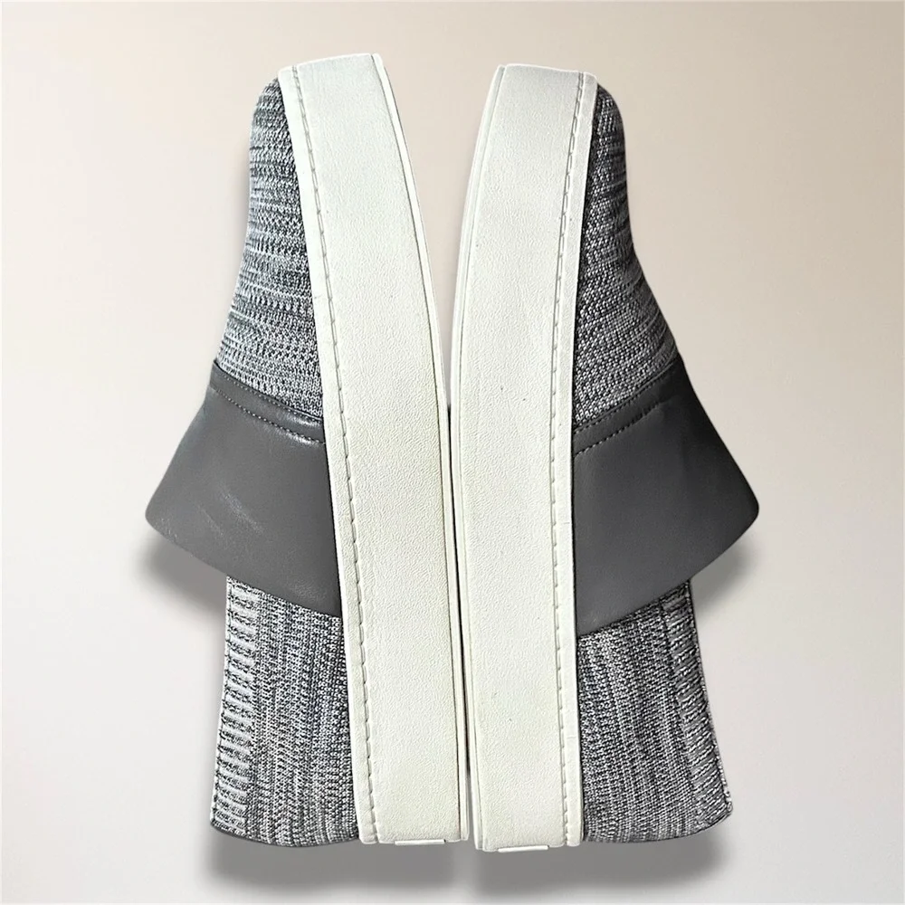 Vince Womens 9‎ Gray Knit Platform Slip On Sneakers Leather Comfort